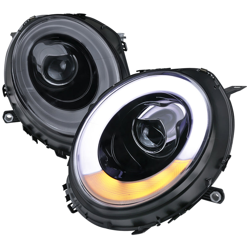 Spec-D 07-12 Mini  Cooper  Smoked Projector Headlights With Light Bar 2LHP-MINI06G-V2-TM