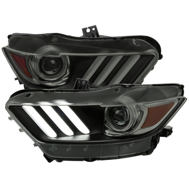 Spec-D 15-17 Ford Mustang Projector Headlights With Matte Black Housing And Smoked Lens 2LHP-MST15SM-RO
