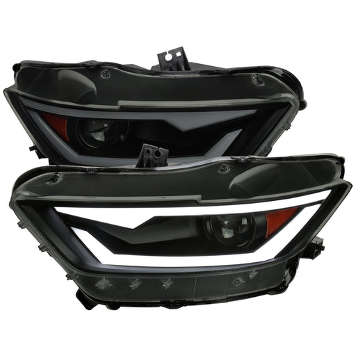 Spec-D 15-17 Ford Mustang Projector Headlights Oe Style Black Housing And Smoked Lens Amber Reflector With Switchback Led Sequential Turn Signal Breathing Light Effect - Uses Stock D2S Hid Bulbs 2LHP-MST15SM-SQ-RS