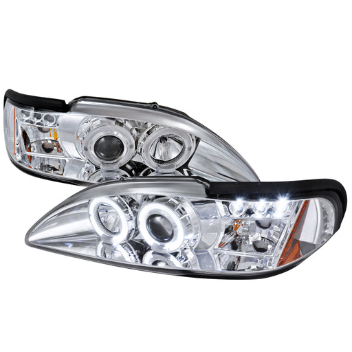 Spec-D 94-98 Ford Mustang Halo Led Projector Chrome 2LHP-MST94-TM