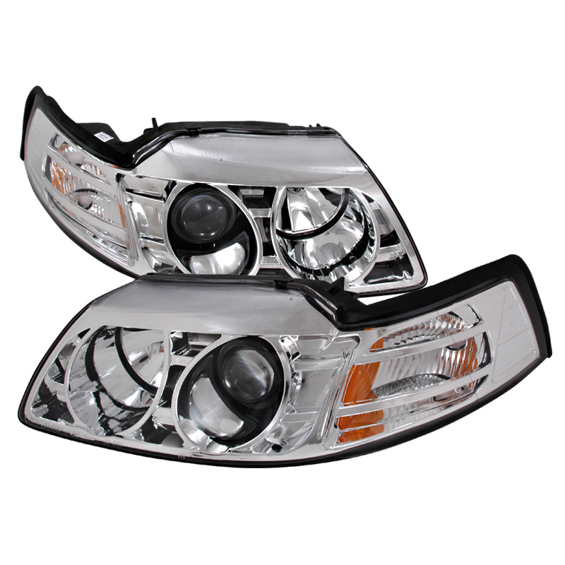 Spec-D 99-04 Ford Mustang Halo Projector Headlights Chrome 2LHP-MST99-KS