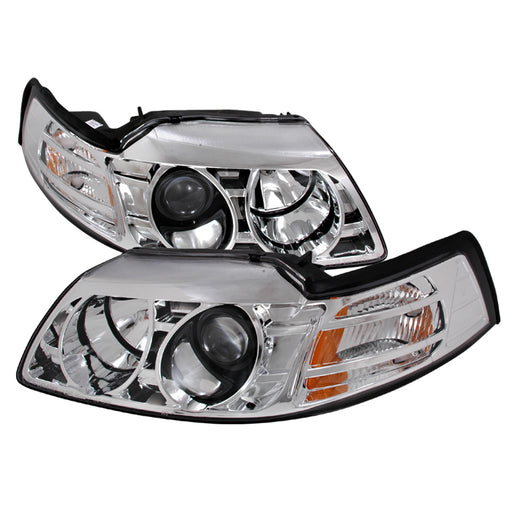 Spec-D 99-04 Ford Mustang Halo Projector Headlights Chrome 2LHP-MST99-KS