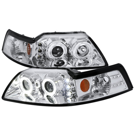 Spec-D 99-04 Ford Mustang Halo Led Projector Chrome 2LHP-MST99-V2-RS