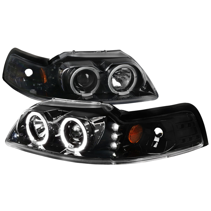 Spec-D 99-04 Ford  Mustang Dual Halo Led Pro Headlights 2LHP-MST99BK-TM