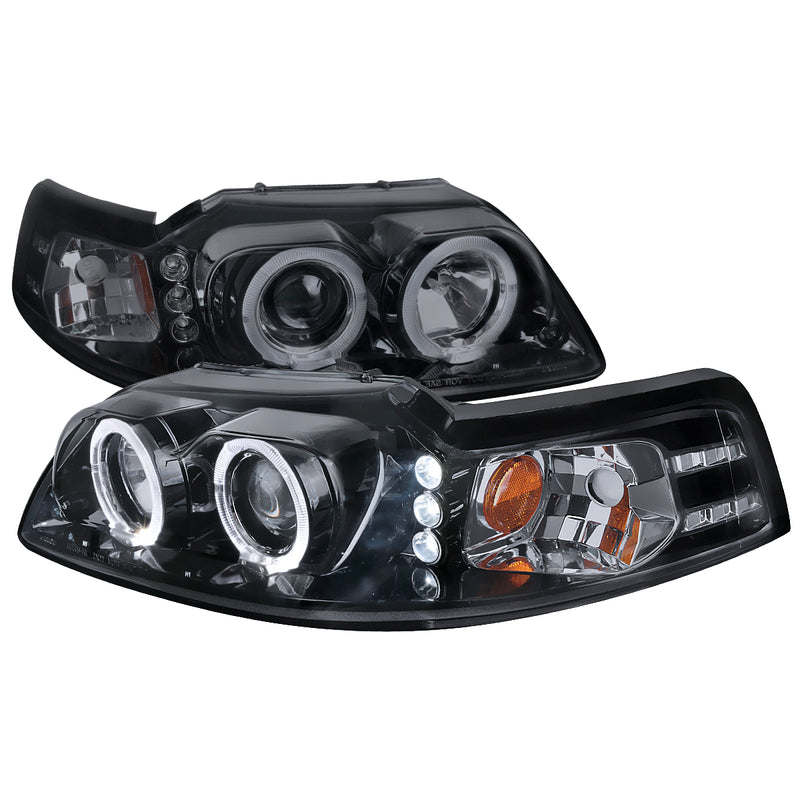 Spec-D 99-04 Ford  Mustang  Smoked Lens Gloss Black Housing Projector Headlights 2LHP-MST99G-TM