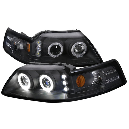 Spec-D 99-04 Ford Mustang Halo Led Projector Black 2LHP-MST99JM-V2-RS