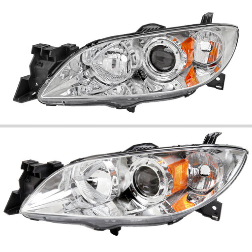 Spec-D 04-09 Mazda 3 Projector Headlights Chrome Housing Clear Lens - No Bulbs Included 2LHP-MZ3044-GO