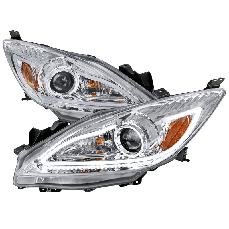 Spec-D 10-13 Mazda 3 Projector Headlight Chrome Housing With Led  2LHP-MZ310-TM