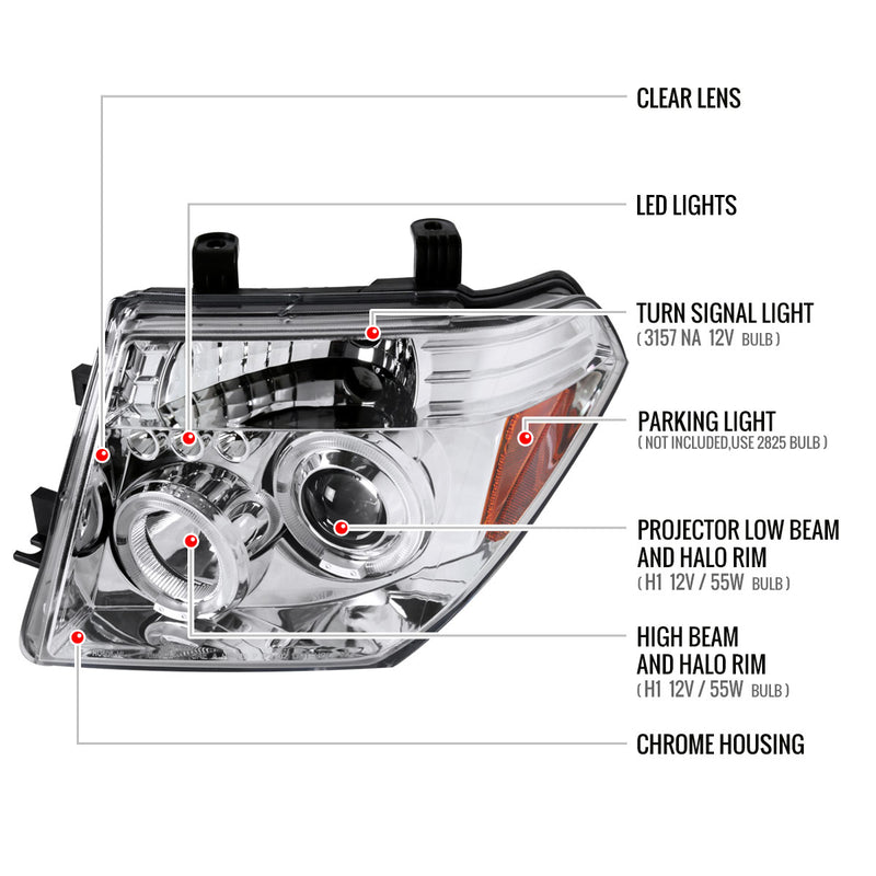 Spec-D 05-08 Nissan Pathfinder Halo Led Projector Chrome 2LHP-PATH05-TM