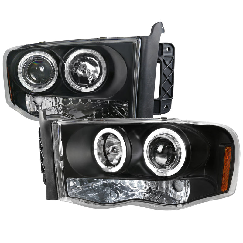 Spec-D 02-05 Dodge Ram Halo Led Projector Black 2LHP-RAM02JM-TM