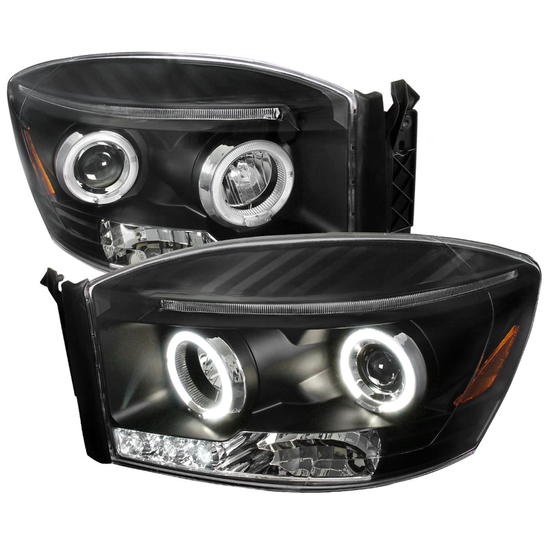 Spec-D 06-08 Dodge Ram Halo Led Projector Black 2LHP-RAM06JM-TM