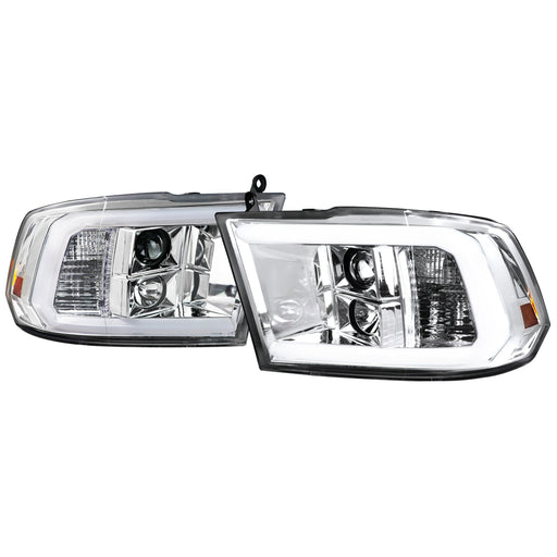 Spec-D 09-18 Dodge Ram Light Bar Style Projector Headlights-Chrome Housing With Clear Lens 2LHP-RAM09-G2-TM