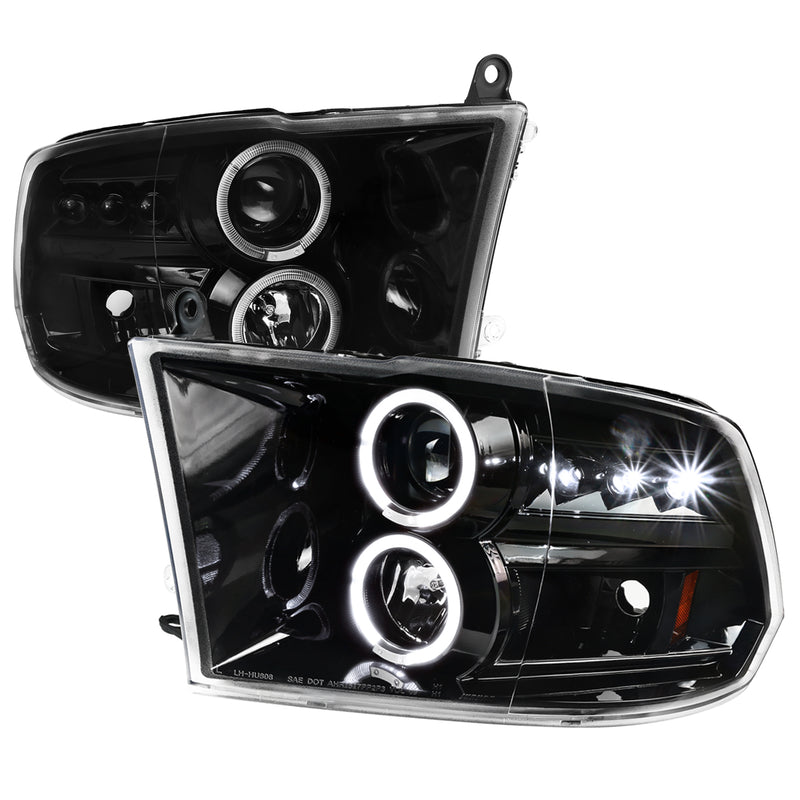 Spec-D 09-18 Doge  Ram  Dual Halo Led Pro Headlights 2LHP-RAM09BK-TM