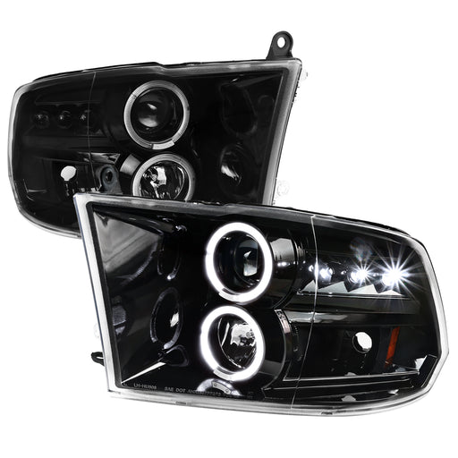 Spec-D 09-18 Doge  Ram  Dual Halo Led Pro Headlights 2LHP-RAM09BK-TM