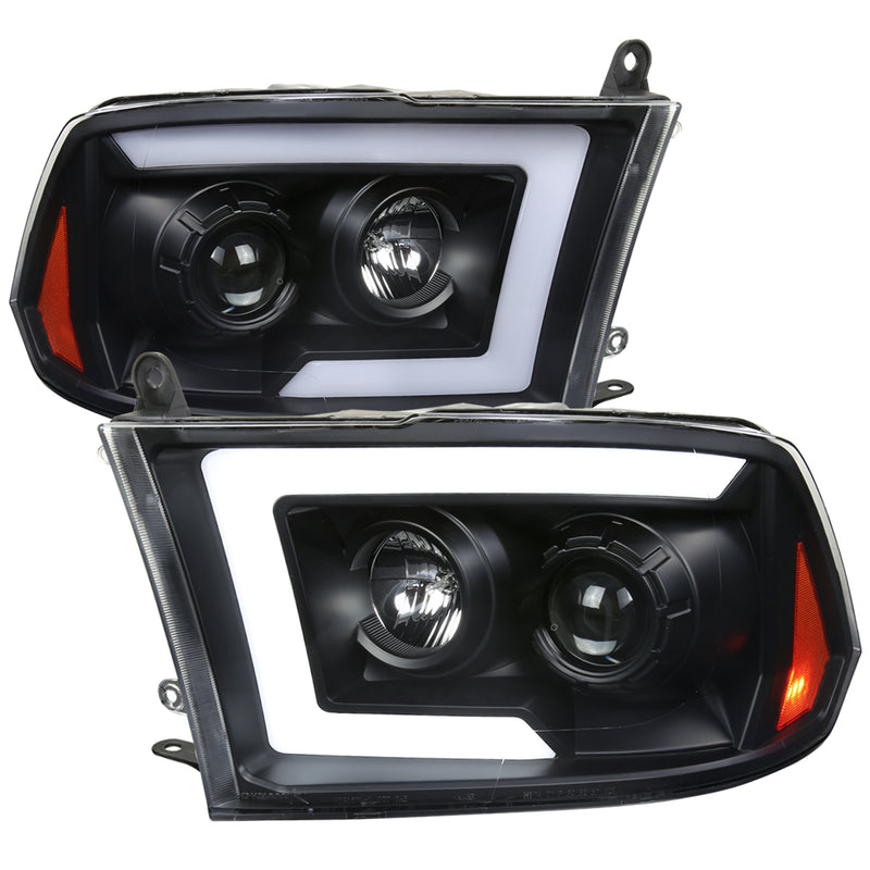 Spec-D 09-18 Dodge Ram 1500 / 2500 / 3500 Projector Headlights With Sequential Turn Signal Clear Lens And Matte Black Housing  2LHP-RAM09JM-SQ-RS