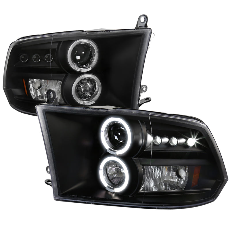 Spec-D 09-18 Dodge  Ram  Halo Led Projector Black Housing 2LHP-RAM09JM-TM
