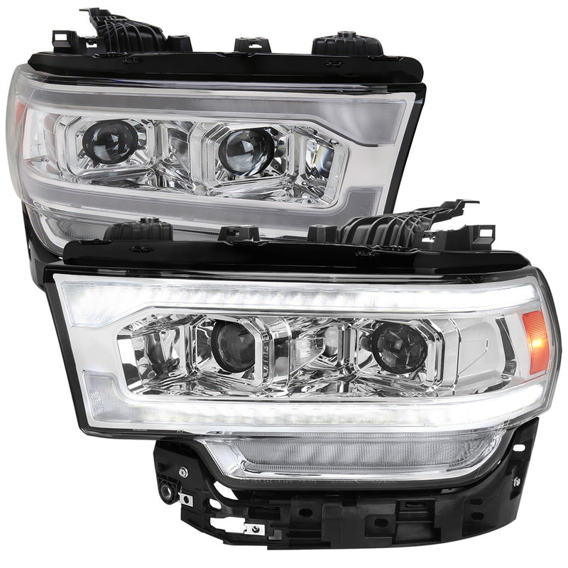 Spec-D 19-21 Dodge Ram 2500 3500 Projector Headlights Chrome Housing And Clear Lens Amber Reflector With Switchback Led Sequential Turn Signal Breathing Light Effect 2LHP-RAM1925-SQ-RS