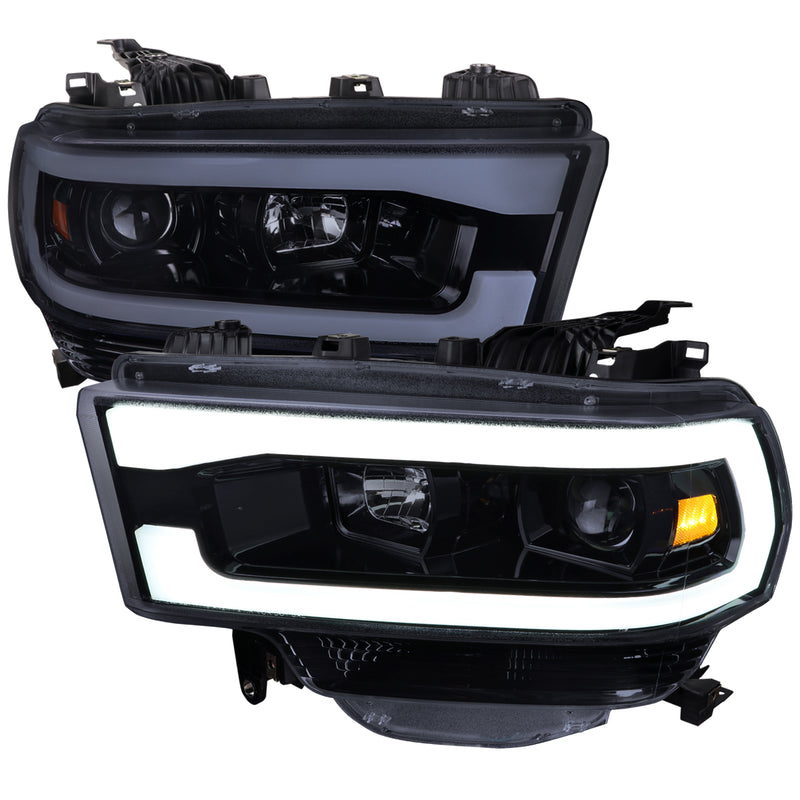 Spec-D 19-22 Dodge Ram 2500 Projector Headlights Glossy Black Housing With Light Smoked Lens 2LHP-RAM1925G-TM