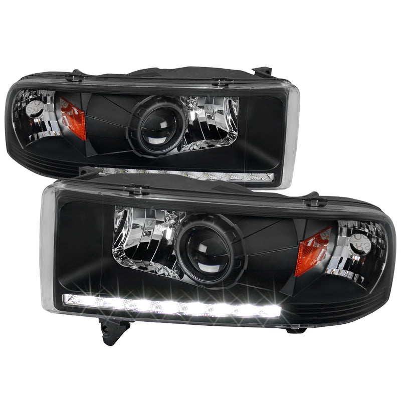 Spec-D 94-01 Dodge Ram Projector Headlight Black Housing 2LHP-RAM94JM-RS