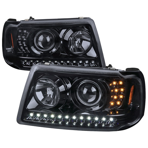 Spec-D 01-11 Ford  Ranger Projector Headlights Full Glossy Black With Smoke Lens 2LHP-RAN01G-TM