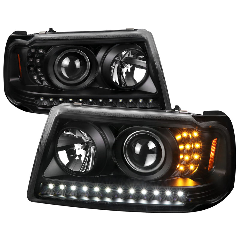 Spec-D 01-11 Ford  Ranger Projector Headlights Full Black Housing With Clear Lens 2LHP-RAN01JM-TM