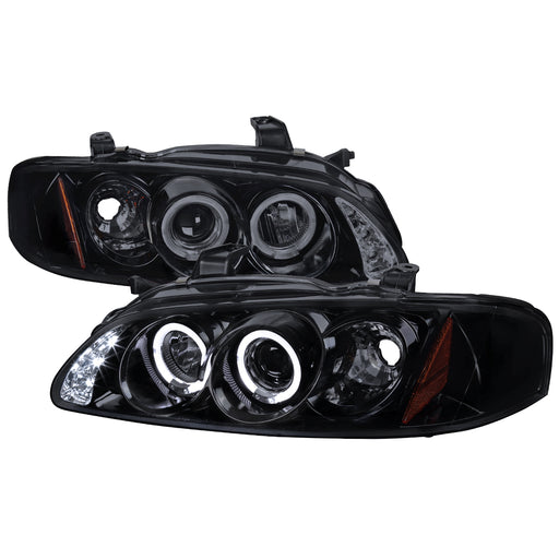 Spec-D 00-03 Nissan Sentra Halo Led Projector Gloss Black Housing With Smoked Lens 2LHP-SEN00G-TM