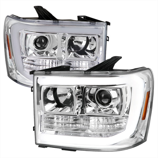 Spec-D 07-13 Gmc Sierra Projector Headlights - Chrome With Clear Lens 2LHP-SIE07-G2-TM