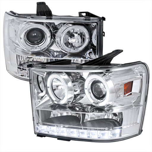 Spec-D 07-13 Gmc  Sierra  Projector Headlight Chrome Housing  2LHP-SIE07-TM