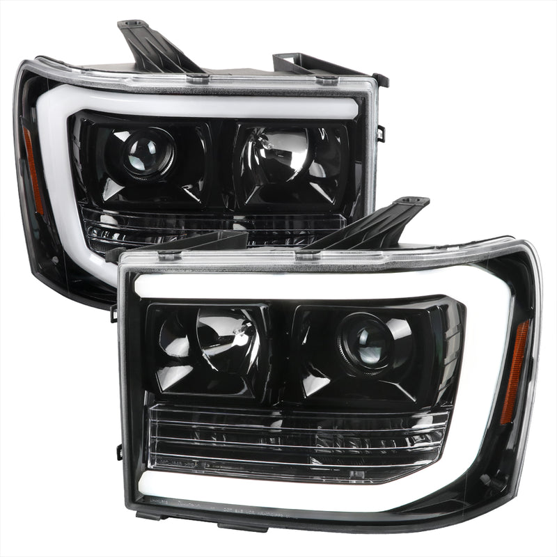 Spec-D 07-13 Gmc Sierra Projector Headlights - Glossy Black With Clear Lens 2LHP-SIE07BK-G2-TM
