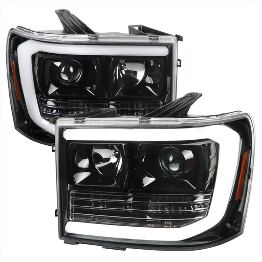 Spec-D 07-13 Gmc Sierra Projector Headlights - Glossy Black With Clear Lens 2LHP-SIE07BK-G2-TM