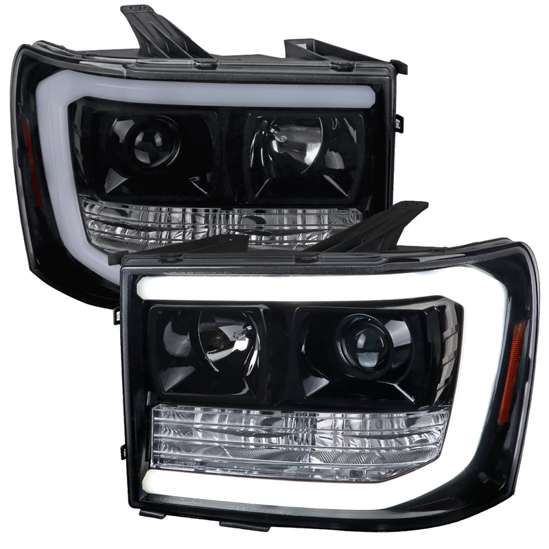 Spec-D 07-13 Gmc Sierra Projector Headlights - Glossy Black With Light Smoked Lens 2LHP-SIE07G-G2-TM