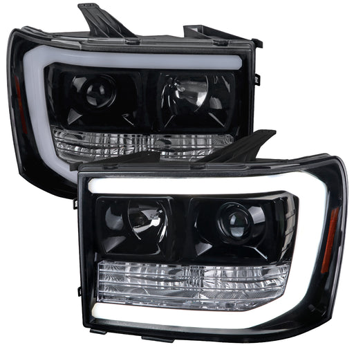 Spec-D 07-13 Gmc Sierra Projector Headlights - Glossy Black With Light Smoked Lens 2LHP-SIE07G-G2-TM