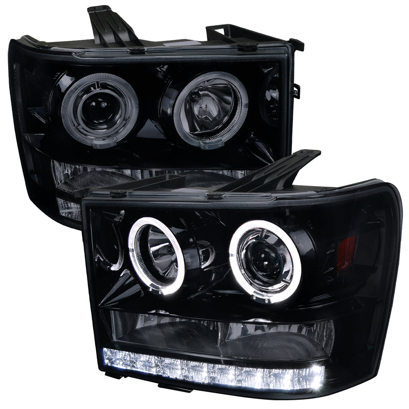 Spec-D 07-13 Gmc Sierra  Projector Headlight Gloss Black Housing With Smoked Lens 2LHP-SIE07G-TM