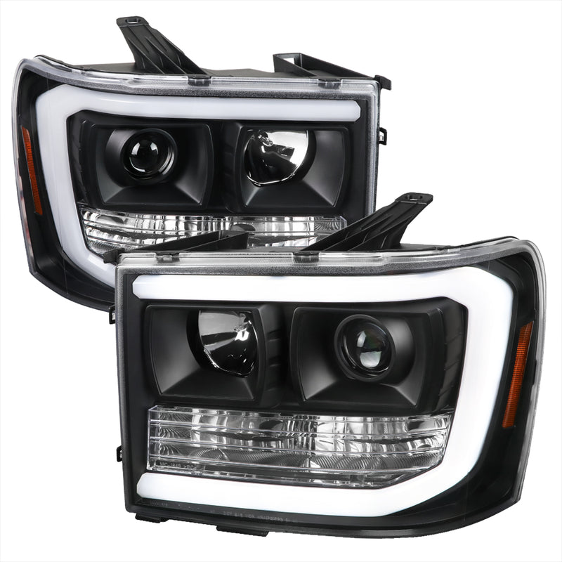 Spec-D 07-13 Gmc Sierra Projector Headlights - Matte Black With Clear Lens 2LHP-SIE07JM-G2-TM