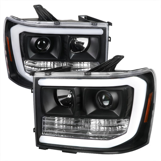 Spec-D 07-13 Gmc Sierra Projector Headlights - Matte Black With Clear Lens 2LHP-SIE07JM-G2-TM