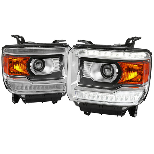 Spec-D 14-18 Gmc Sierra Projector Headlight With Led Bar 2LHP-SIE14-DRL-GO
