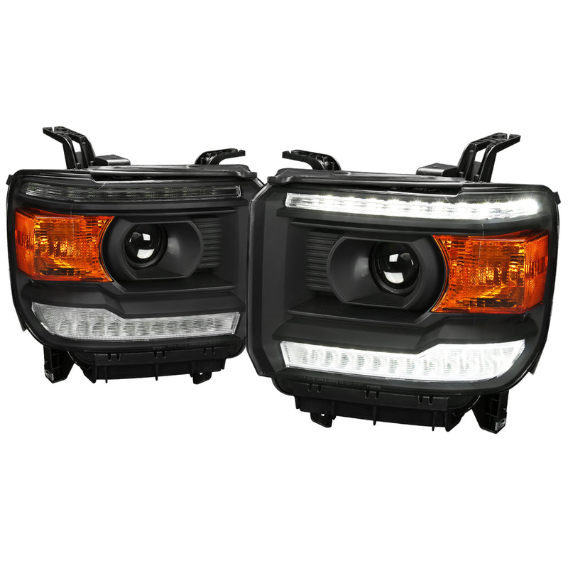 Spec-D 14-18 Gmc Sierra Projector Headlight With Led Bar - Black 2LHP-SIE14JM-DRL-GO