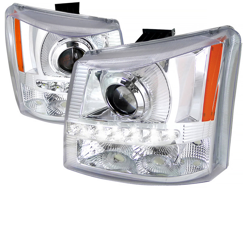 Spec-D 03-06 Chevrolet Silverado Halo Led Projector Chrome 1 Piece With Led 2LHP-SIV03-RS