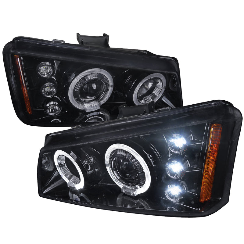 Spec-D 03-07 Chevrolet Silverado Smoked Lens Gloss Black Housing Projector Headlights 2LHP-SIV03G-TM