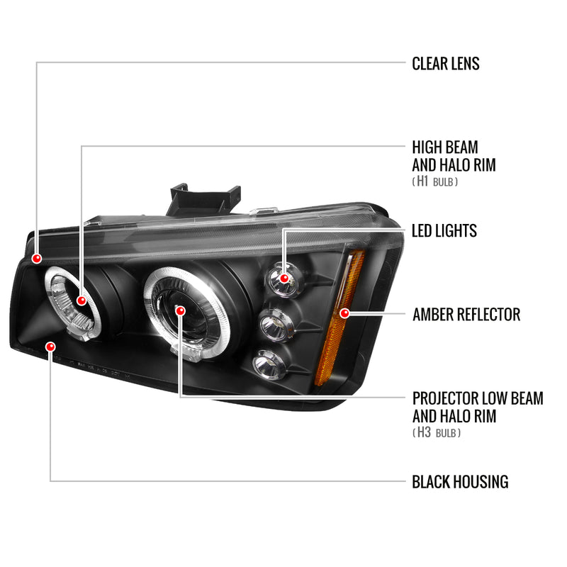 Spec-D 03-06 Chevrolet Avalanche Halo Led Projector Black Does Not Fit Model With Body Cladding Kit 2LHP-SIV03JM-TM