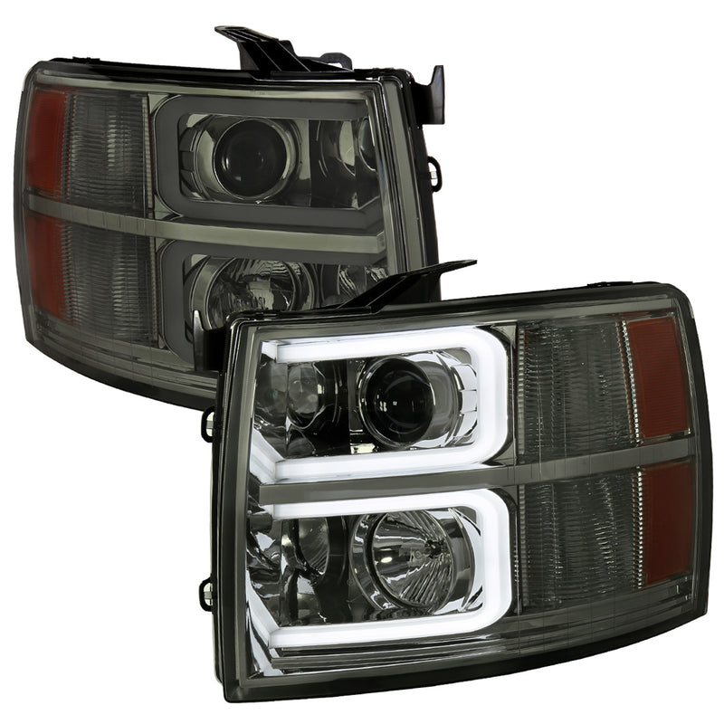 Spec-D 07-13 Chevrolet Silverado Projector Headlights Smoke 2LHP-SIV07G-RS