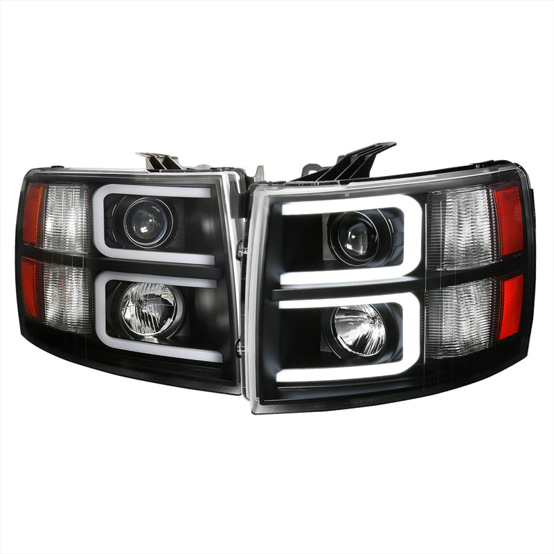 Spec-D 07-13 Chevrolet Silverado Projector Headlights Black 2LHP-SIV07JM-RS