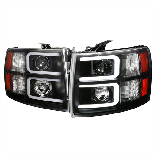 Spec-D 07-13 Chevrolet Silverado Projector Headlights Black 2LHP-SIV07JM-RS