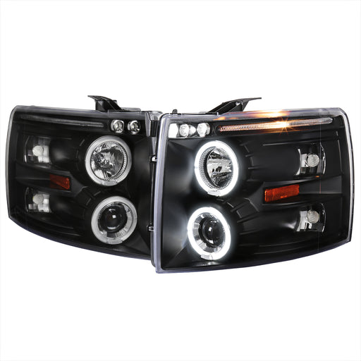 Spec-D 07-10 Chevrolet Silverado Halo Led Projector Black 2LHP-SIV07JM-TM