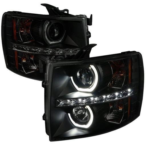 Spec-D 07-13 Chevrolet Silverado Headlights- Smoke Lens Black Housing 2LHP-SIV07SM-OZ