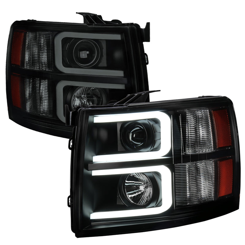 Spec-D 07-13 Chevrolet Silverado Projector Headlights- Smoke With Black Housing 2LHP-SIV07SM-RS