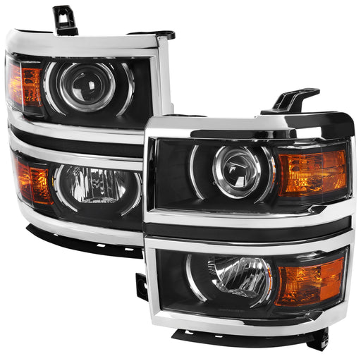 Spec-D 14-17 Chevrolet Silverado Projector Headlights With Matte Black Housing And Clear Lens 2LHP-SIV14JM-C-GO