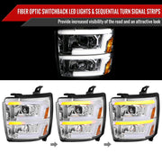 Spec-D 15-19 Chevrolet Silverado 2500Hd 3500Hd Projector Headlights Chrome Housing Clear Lens 2LHP-SIV1525-SQ-TM