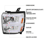 Spec-D 15-19 Chevrolet Silverado 2500Hd 3500Hd Projector Headlights Chrome Housing Clear Lens 2LHP-SIV1525-SQ-TM
