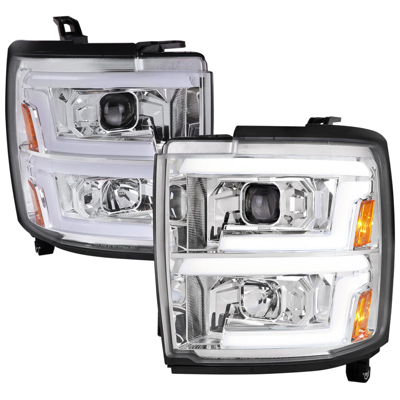 Spec-D 15-19 Chevrolet Silverado 2500Hd 3500Hd Projector Headlights Chrome Housing Clear Lens 2LHP-SIV1525-SQ-TM